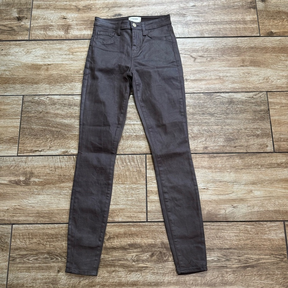 L’agence High Rise Marguerite Skinny Espresso Brown Coated Size 24 Stretch Jeans - Picture 2 of 12